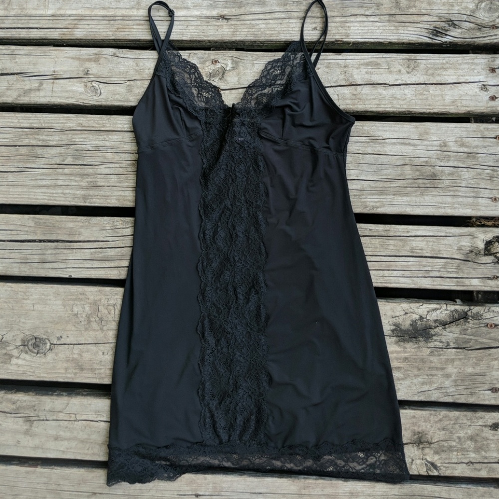 VS Black Satin & Lace Slip